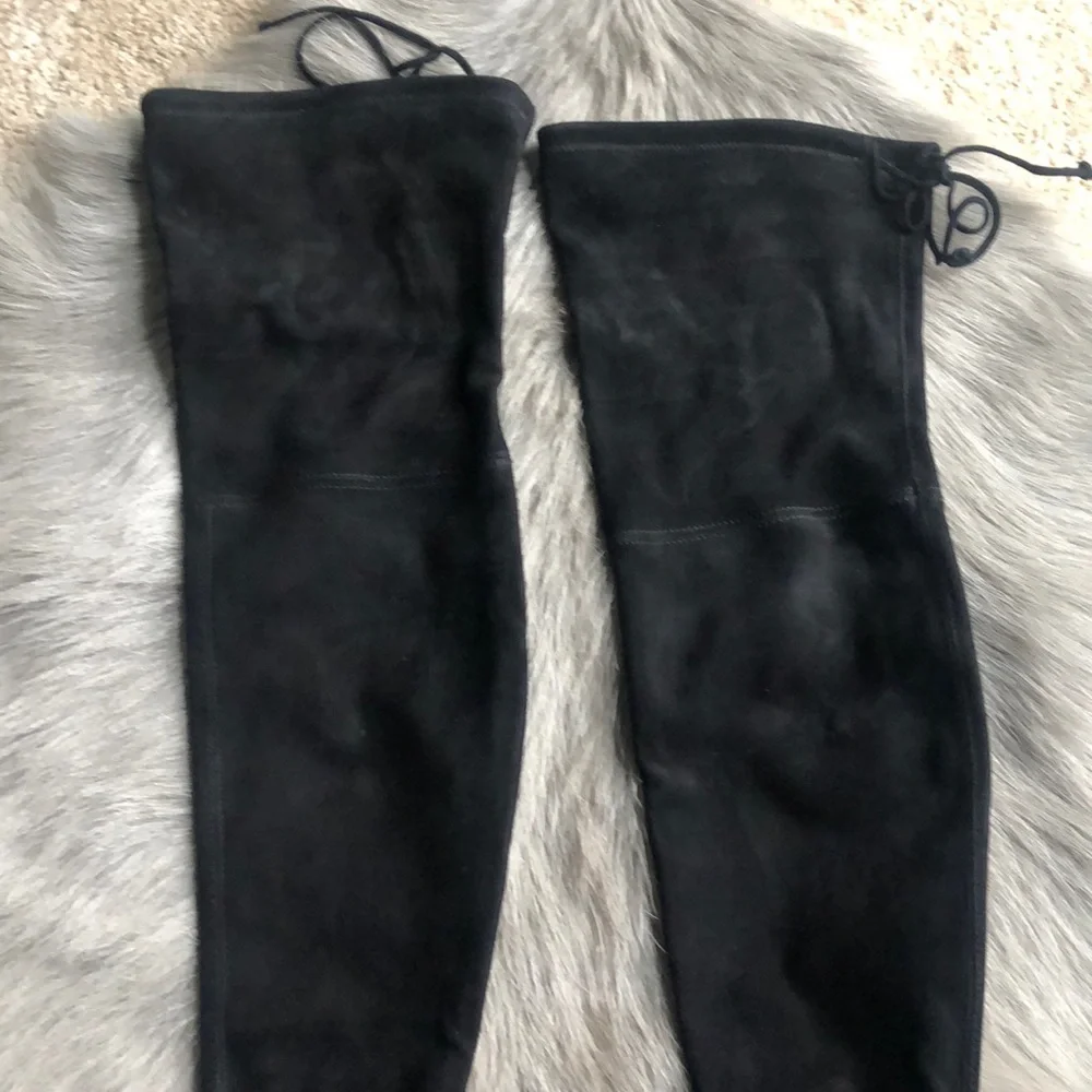 Stuart Weitzman Tieland Black Over-the-Knee Suede Boots